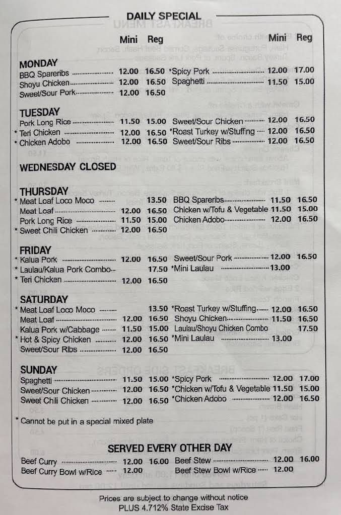 Grace's Inn Menu 7